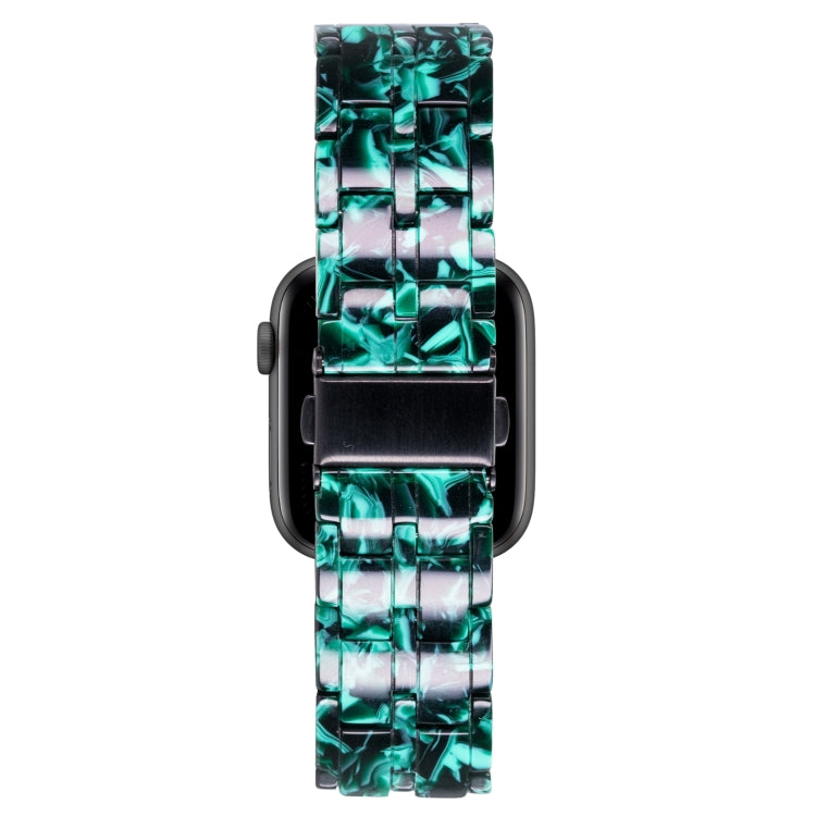 Five-bead Resin Watch Band For Apple Watch Series 9&8&7 41mm / SE 3&SE 2&6&SE&5&4 40mm / 3&2&1 38mm(Claw Green) by bashfashion