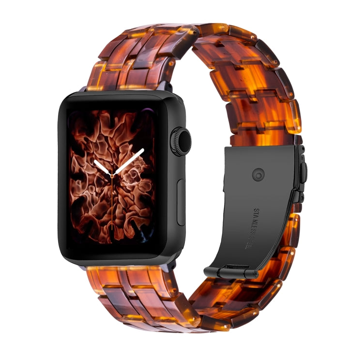 Five-bead Resin Watch Band For Apple Watch Series 9&8&7 41mm / SE 3&SE 2&6&SE&5&4 40mm / 3&2&1 38mm(Caramel) by bashfashion