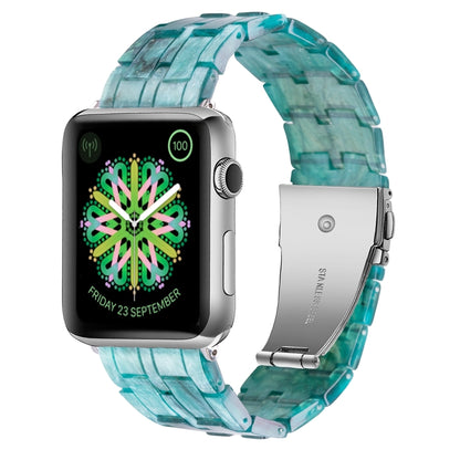 Five-bead Resin Watch Band For Apple Watch Series 9&8&7 41mm / SE 3&SE 2&6&SE&5&4 40mm / 3&2&1 38mm(Milky Way Green) by bashfashion