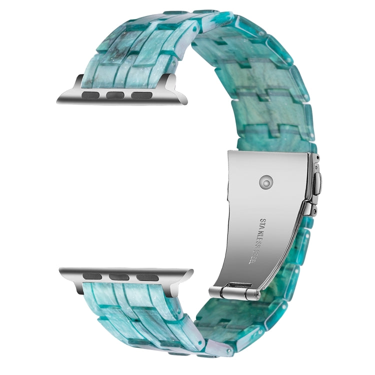 Five-bead Resin Watch Band For Apple Watch Series 9&8&7 41mm / SE 3&SE 2&6&SE&5&4 40mm / 3&2&1 38mm(Milky Way Green) by bashfashion