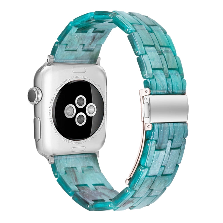 Five-bead Resin Watch Band For Apple Watch Series 9&8&7 41mm / SE 3&SE 2&6&SE&5&4 40mm / 3&2&1 38mm(Milky Way Green) by bashfashion