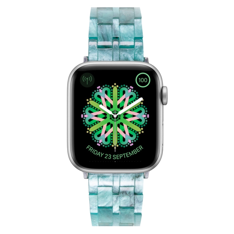 Five-bead Resin Watch Band For Apple Watch Series 9&8&7 41mm / SE 3&SE 2&6&SE&5&4 40mm / 3&2&1 38mm(Milky Way Green) by bashfashion