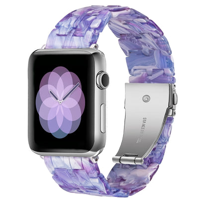 Five-bead Resin Watch Band For Apple Watch Series 9&8&7 41mm / SE 3&SE 2&6&SE&5&4 40mm / 3&2&1 38mm(Purple Texture) by bashfashion