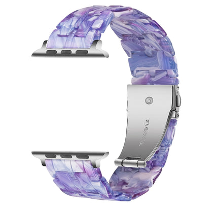Five-bead Resin Watch Band For Apple Watch Series 9&8&7 41mm / SE 3&SE 2&6&SE&5&4 40mm / 3&2&1 38mm(Purple Texture) by bashfashion