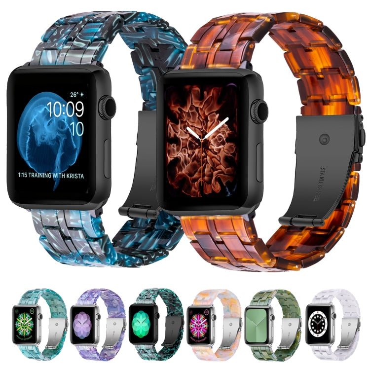 Five-bead Resin Watch Band For Apple Watch Series 9&8&7 41mm / SE 3&SE 2&6&SE&5&4 40mm / 3&2&1 38mm(Milky Way Green) by bashfashion