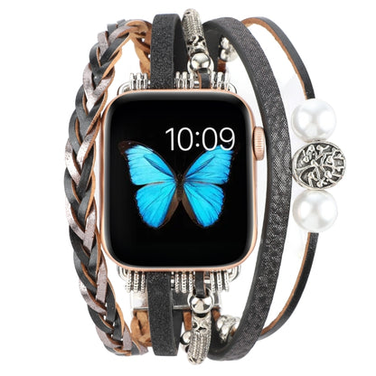 Jewelry Watch Band For Apple Watch Series 9&8&7 41mm / SE 3&SE 2&6&SE&5&4 40mm / 3&2&1 38mm(Black) by bashfashion