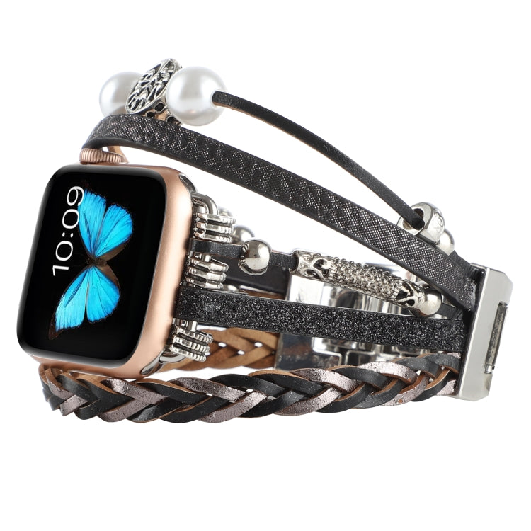 Jewelry Watch Band For Apple Watch Series 9&8&7 41mm / SE 3&SE 2&6&SE&5&4 40mm / 3&2&1 38mm(Black) by bashfashion