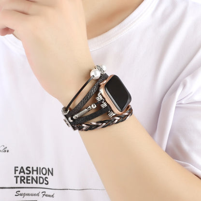 Jewelry Watch Band For Apple Watch Series 9&8&7 41mm / SE 3&SE 2&6&SE&5&4 40mm / 3&2&1 38mm(Black) by bashfashion