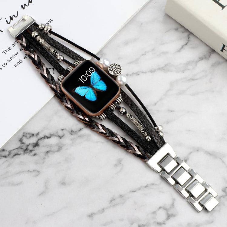 Jewelry Watch Band For Apple Watch Series 9&8&7 41mm / SE 3&SE 2&6&SE&5&4 40mm / 3&2&1 38mm(Black) by bashfashion