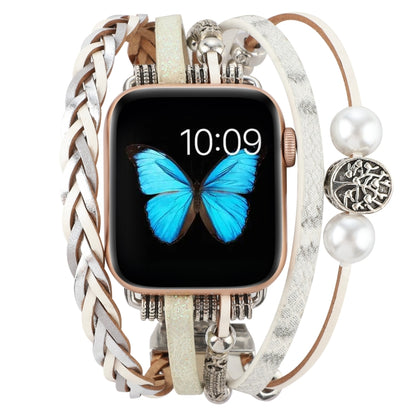 Jewelry Watch Band For Apple Watch Series 9&8&7 41mm / SE 3&SE 2&6&SE&5&4 40mm / 3&2&1 38mm(Beige) by bashfashion