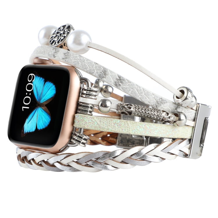 Jewelry Watch Band For Apple Watch Series 9&8&7 41mm / SE 3&SE 2&6&SE&5&4 40mm / 3&2&1 38mm(Beige) by bashfashion