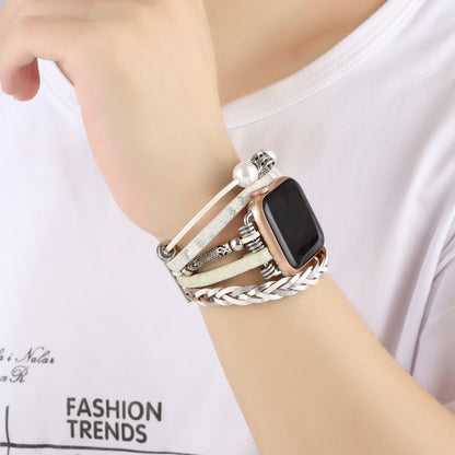 Jewelry Watch Band For Apple Watch Series 9&8&7 41mm / SE 3&SE 2&6&SE&5&4 40mm / 3&2&1 38mm(Beige) by bashfashion