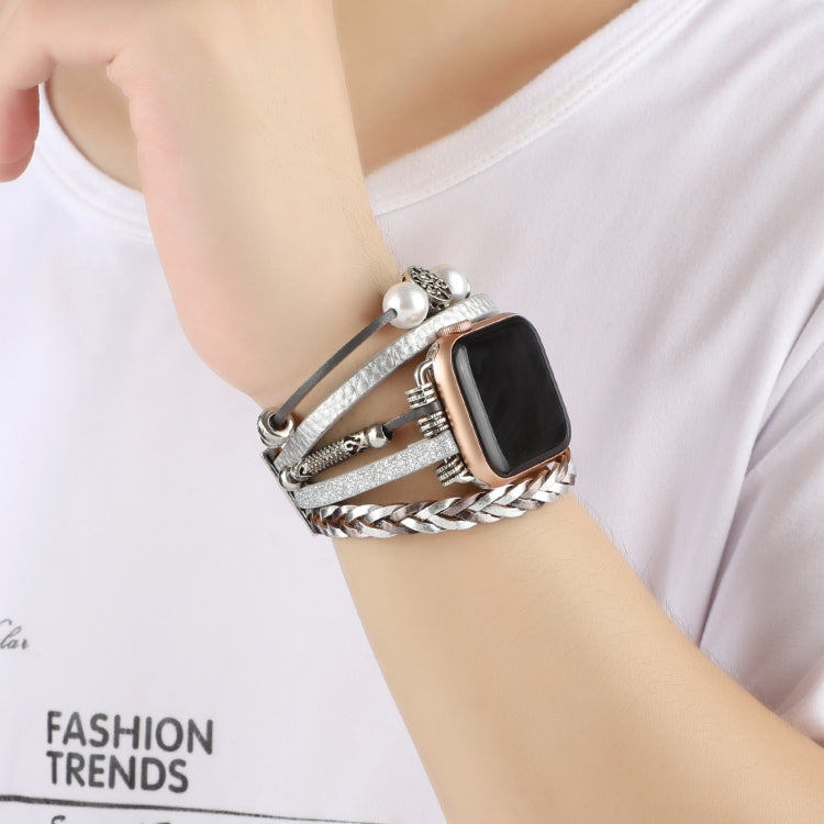 Jewelry Watch Band For Apple Watch Series 9&8&7 41mm / SE 3&SE 2&6&SE&5&4 40mm / 3&2&1 38mm(Silver) by bashfashion
