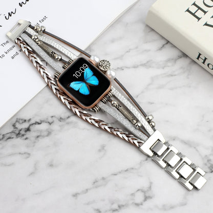 Jewelry Watch Band For Apple Watch Series 9&8&7 41mm / SE 3&SE 2&6&SE&5&4 40mm / 3&2&1 38mm(Silver) by bashfashion