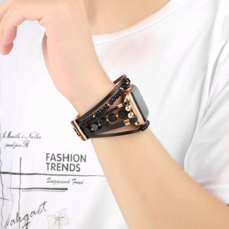 Jewelry Watch Band For Apple Watch Series 9&8&7 41mm / SE 3&SE 2&6&SE&5&4 40mm / 3&2&1 38mm(Black) by bashfashion