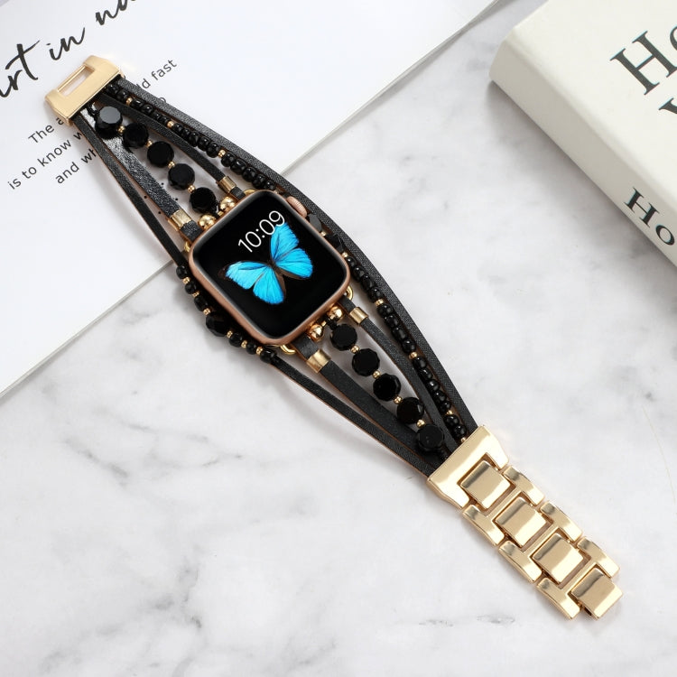 Jewelry Watch Band For Apple Watch Series 9&8&7 41mm / SE 3&SE 2&6&SE&5&4 40mm / 3&2&1 38mm(Black) by bashfashion