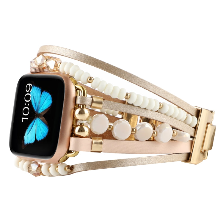 Jewelry Watch Band For Apple Watch Series 9&8&7 41mm / SE 3&SE 2&6&SE&5&4 40mm / 3&2&1 38mm(Gold) by bashfashion