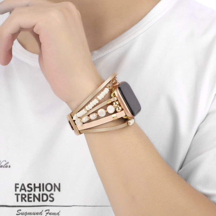 Jewelry Watch Band For Apple Watch Series 9&8&7 41mm / SE 3&SE 2&6&SE&5&4 40mm / 3&2&1 38mm(Gold) by bashfashion