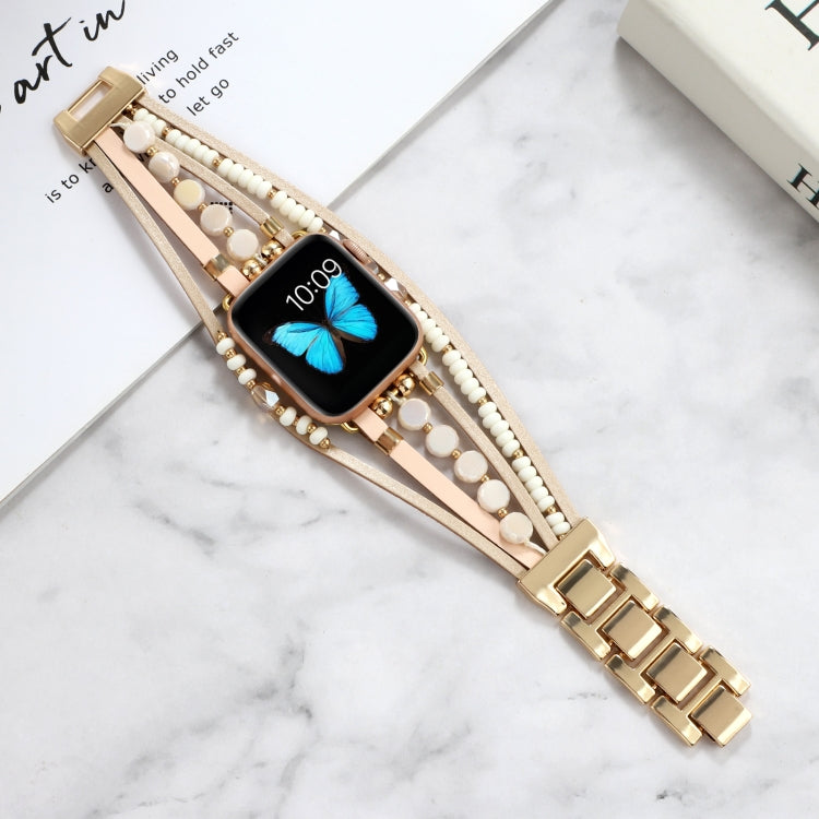Jewelry Watch Band For Apple Watch Series 9&8&7 41mm / SE 3&SE 2&6&SE&5&4 40mm / 3&2&1 38mm(Gold) by bashfashion