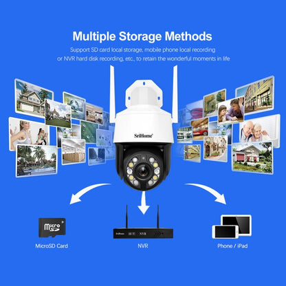 SriHome SH041 5.0MP 20X Optical Zoom 2.4G/5G WiFi IP66Waterproof AI Auto Tracking H.265 Video Surveillance, Plug Type:EU Plug(White) by bashfashion