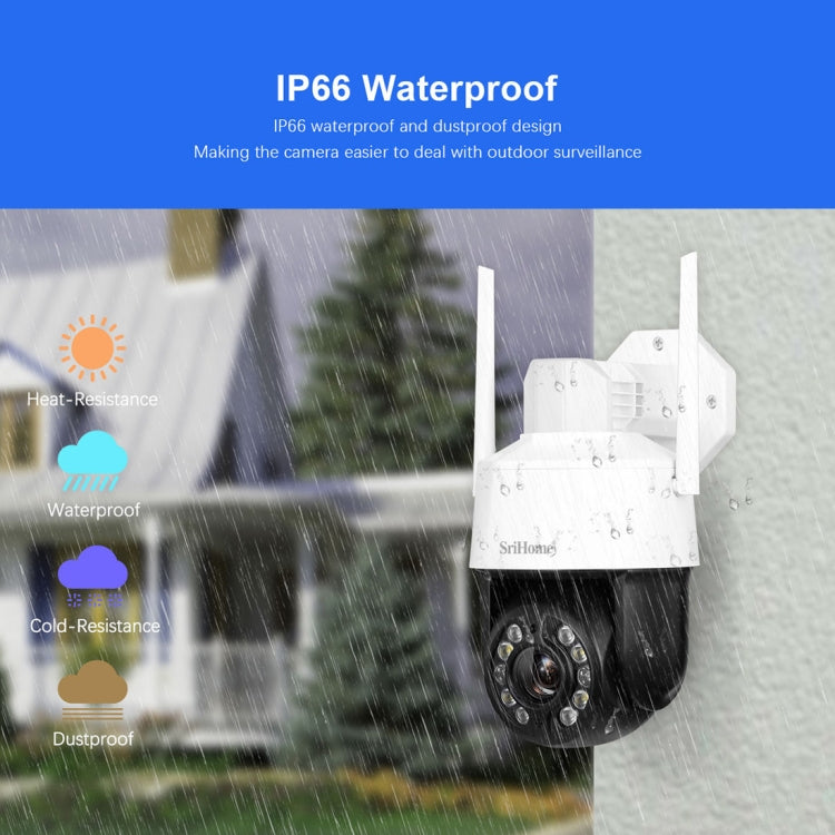 SriHome SH041 5.0MP 20X Optical Zoom 2.4G/5G WiFi IP66Waterproof AI Auto Tracking H.265 Video Surveillance, Plug Type:EU Plug(White) by bashfashion