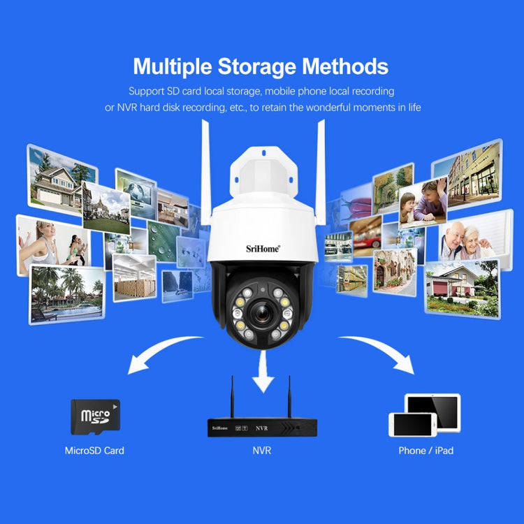 SriHome SH041 5.0MP 20X Optical Zoom 2.4G/5G WiFi IP66 Waterproof AI Auto Tracking H.265 Video Surveillance, Plug Type:UK Plug(White) by bashfashion