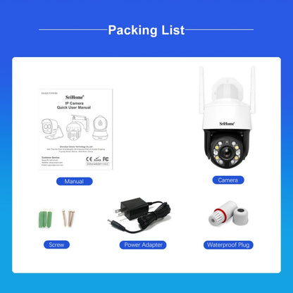 SriHome SH041 5.0MP 20X Optical Zoom 2.4G/5G WiFi IP66 Waterproof AI Auto Tracking H.265 Video Surveillance, Plug Type:AU Plug(White) by bashfashion