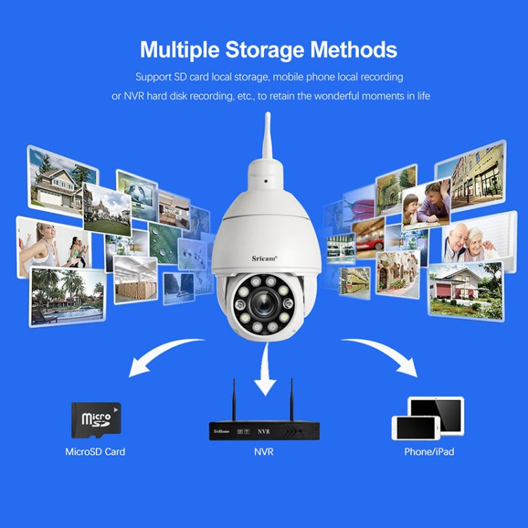 Sricam SP008C 5MP 10X Zoom IP66 Waterproof CCTV WiFi IP Camera Monitor, Plug Type:EU Plug(White) by Sricam