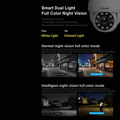 Sricam SP008C 5MP 10X Zoom IP66 Waterproof CCTV WiFi IP Camera Monitor, Plug Type:EU Plug(White) by Sricam