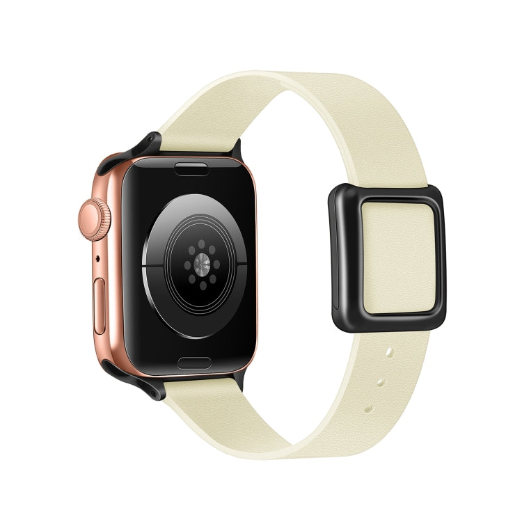Magnetic Black Square Buckle Watch Band For Apple Watch Ultra 49mm&Watch Ultra 2 49mm / Series 9&8&7 45mm / SE 3&SE 2&6&SE&5&4 44mm / 3&2&1 42mm(Beige) by bashfashion