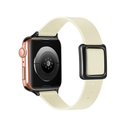 Magnetic Black Square Buckle Watch Band For Apple Watch Ultra 49mm&Watch Ultra 2 49mm / Series 9&8&7 45mm / SE 3&SE 2&6&SE&5&4 44mm / 3&2&1 42mm(Beige) by bashfashion