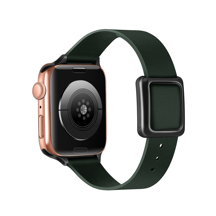 Magnetic Black Square Buckle Watch Band For Apple Watch Ultra 49mm&Watch Ultra 2 49mm / Series 9&8&7 45mm / SE 3&SE 2&6&SE&5&4 44mm / 3&2&1 42mm(Fir Green) by bashfashion