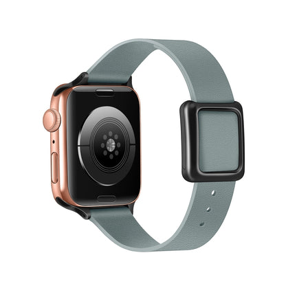 Magnetic Black Square Buckle Watch Band For Apple Watch Ultra 49mm&Watch Ultra 2 49mm / Series 9&8&7 45mm / SE 3&SE 2&6&SE&5&4 44mm / 3&2&1 42mm(Flaxen) by bashfashion