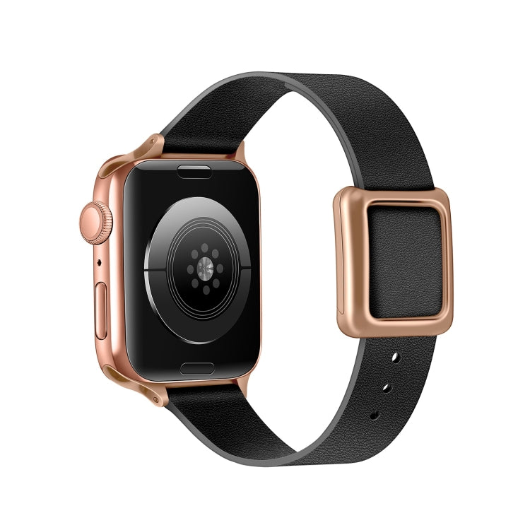 Magnetic Rose Gold Square Buckle Watch Band For Apple Watch Ultra 49mm&Watch Ultra 2 49mm / Series 9&8&7 45mm / SE 3&SE 2&6&SE&5&4 44mm / 3&2&1 42mm(Black) by bashfashion