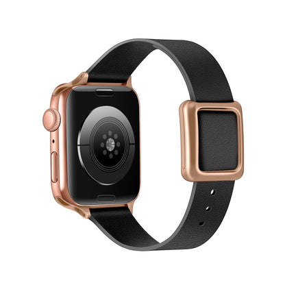Magnetic Rose Gold Square Buckle Watch Band For Apple Watch Ultra 49mm&Watch Ultra 2 49mm / Series 9&8&7 45mm / SE 3&SE 2&6&SE&5&4 44mm / 3&2&1 42mm(Black) by bashfashion