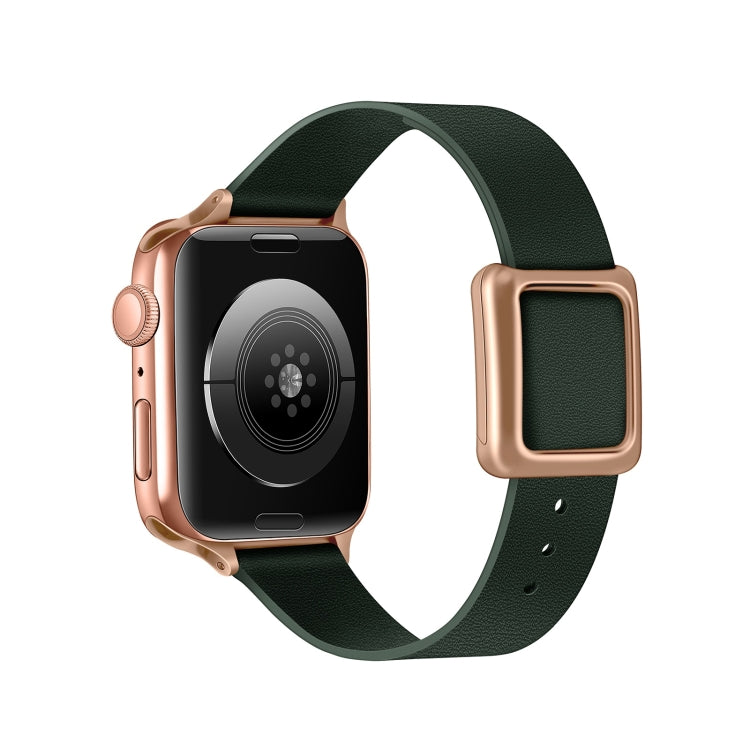 Magnetic Rose Gold Square Buckle Watch Band For Apple Watch Ultra 49mm&Watch Ultra 2 49mm / Series 9&8&7 45mm / SE 3&SE 2&6&SE&5&4 44mm / 3&2&1 42mm(Fir Green) by bashfashion