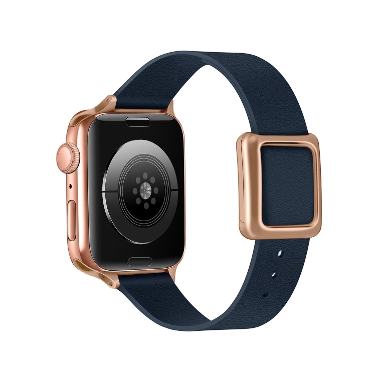Magnetic Rose Gold Square Buckle Watch Band For Apple Watch Ultra 49mm&Watch Ultra 2 49mm / Series 9&8&7 45mm / SE 3&SE 2&6&SE&5&4 44mm / 3&2&1 42mm(Midnight Blue) by bashfashion