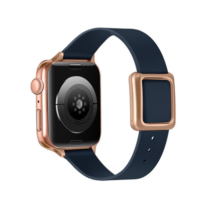 Magnetic Rose Gold Square Buckle Watch Band For Apple Watch Ultra 49mm&Watch Ultra 2 49mm / Series 9&8&7 45mm / SE 3&SE 2&6&SE&5&4 44mm / 3&2&1 42mm(Midnight Blue) by bashfashion