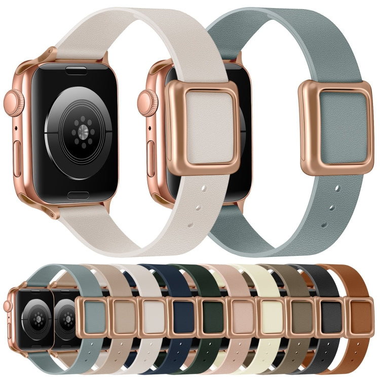 Magnetic Rose Gold Square Buckle Watch Band For Apple Watch Ultra 49mm&Watch Ultra 2 49mm / Series 9&8&7 45mm / SE 3&SE 2&6&SE&5&4 44mm / 3&2&1 42mm(Beige) by bashfashion