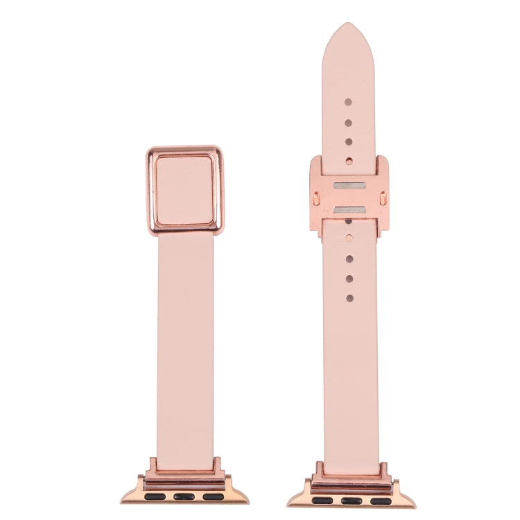 Magnetic Rose Gold Square Buckle Watch Band For Apple Watch Ultra 49mm&Watch Ultra 2 49mm / Series 9&8&7 45mm / SE 3&SE 2&6&SE&5&4 44mm / 3&2&1 42mm(Beige) by bashfashion