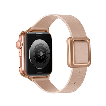 Magnetic Rose Gold Square Buckle Watch Band For Apple Watch Series 9&8&7 41mm / SE 3&SE 2&6&SE&5&4 40mm / 3&2&1 38mm(Pink) by bashfashion