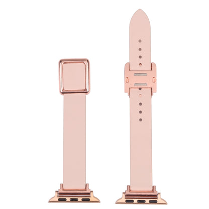 Magnetic Rose Gold Square Buckle Watch Band For Apple Watch Series 9&8&7 41mm / SE 3&SE 2&6&SE&5&4 40mm / 3&2&1 38mm(Beige) by bashfashion