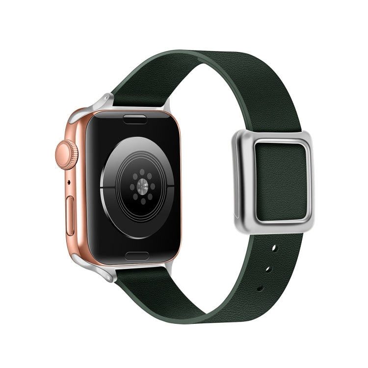 Magnetic Silver Square Buckle Watch Band For Apple Watch Ultra 49mm&Watch Ultra 2 49mm / Series 9&8&7 45mm / SE 3&SE 2&6&SE&5&4 44mm / 3&2&1 42mm(Fir Green) by bashfashion