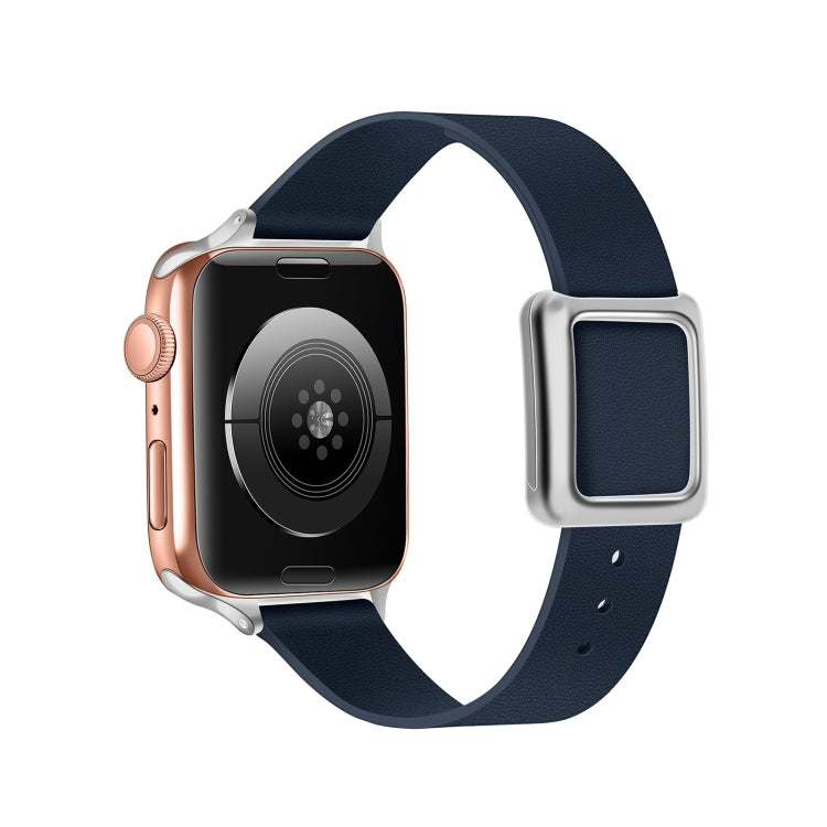 Magnetic Silver Square Buckle Watch Band For Apple Watch Ultra 49mm&Watch Ultra 2 49mm / Series 9&8&7 45mm / SE 3&SE 2&6&SE&5&4 44mm / 3&2&1 42mm(Midnight Blue) by bashfashion