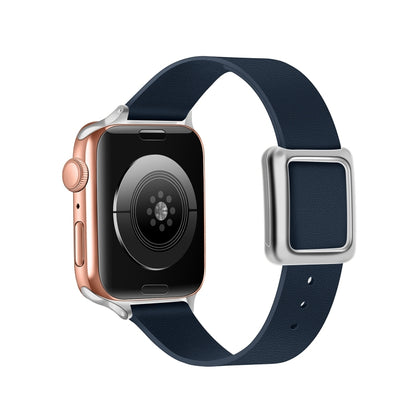 Magnetic Silver Square Buckle Watch Band For Apple Watch Ultra 49mm&Watch Ultra 2 49mm / Series 9&8&7 45mm / SE 3&SE 2&6&SE&5&4 44mm / 3&2&1 42mm(Midnight Blue) by bashfashion
