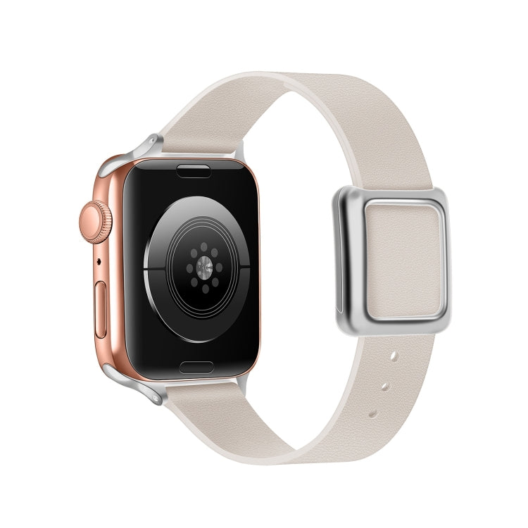 Magnetic Silver Square Buckle Watch Band For Apple Watch Ultra 49mm&Watch Ultra 2 49mm / Series 9&8&7 45mm / SE 3&SE 2&6&SE&5&4 44mm / 3&2&1 42mm(Starlight) by bashfashion