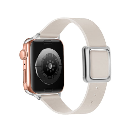 Magnetic Silver Square Buckle Watch Band For Apple Watch Ultra 49mm&Watch Ultra 2 49mm / Series 9&8&7 45mm / SE 3&SE 2&6&SE&5&4 44mm / 3&2&1 42mm(Starlight) by bashfashion