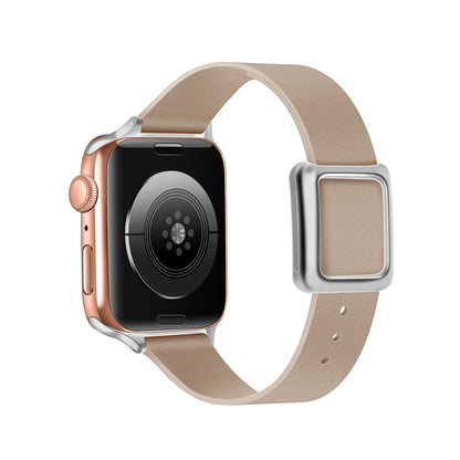 Magnetic Silver Square Buckle Watch Band For Apple Watch Ultra 49mm&Watch Ultra 2 49mm / Series 9&8&7 45mm / SE 3&SE 2&6&SE&5&4 44mm / 3&2&1 42mm(Apricot) by bashfashion