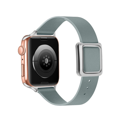Magnetic Silver Square Buckle Watch Band For Apple Watch Ultra 49mm&Watch Ultra 2 49mm / Series 9&8&7 45mm / SE 3&SE 2&6&SE&5&4 44mm / 3&2&1 42mm(Flaxen) by bashfashion