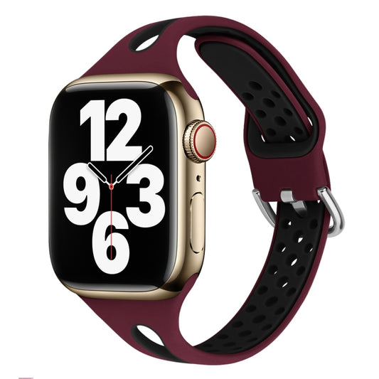 Water Drop Silicone Watch Band For Apple Watch Ultra 49mm&Watch Ultra 2 49mm / Series 9&8&7 45mm / SE 3&SE 2&6&SE&5&4 44mm / 3&2&1 42mm(Wine Red and Black) by bashfashion
